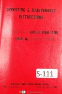 Schauer Type NAIEC Speed Lathe Operting and Maintenance Instruction Manual 1951